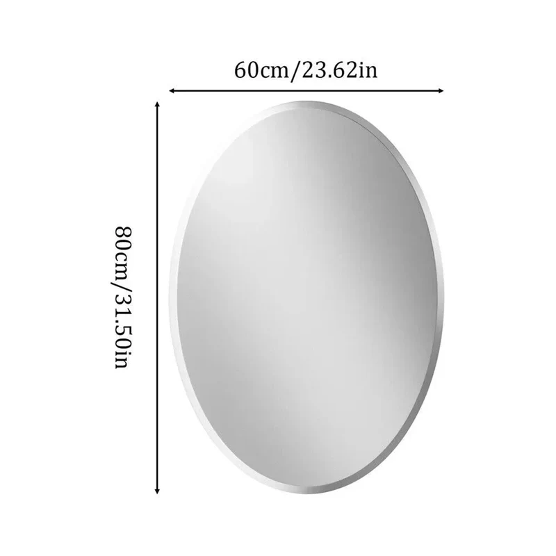 Frameless Oval Wall Mirror High Definition Elliptical Vanity Mirror with Beveled Silver Edge for Bathroom Bedroom Livingroom