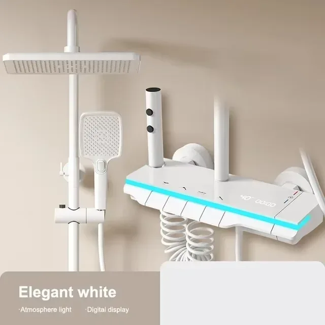 Bathroom Shower System High Quality Fourth Gear Bathroom Key Digital Display Rain Bathtub Copper Faucet Shower Set Bathrooms