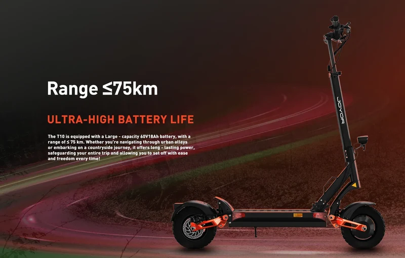 JOYOR T10 Adult Electric Scooter 1000W*2 Motor 60V18AH Battery Off-Road Escooter 10" Off-Road Tire Foldable E-Scooter