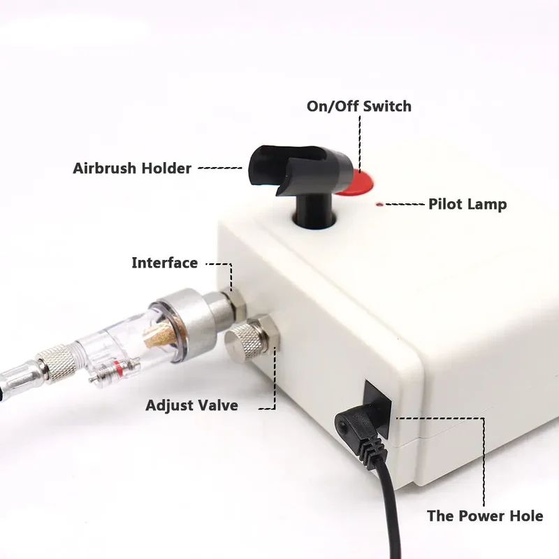 Mini Airbrush Compressor Kit Spray Gun Dual Action Air Brush Paint Model 0.3MM