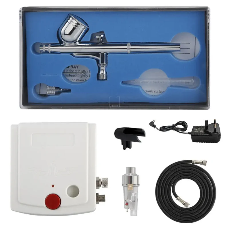 Mini Airbrush Compressor Kit Spray Gun Dual Action Air Brush Paint Model 0.3MM