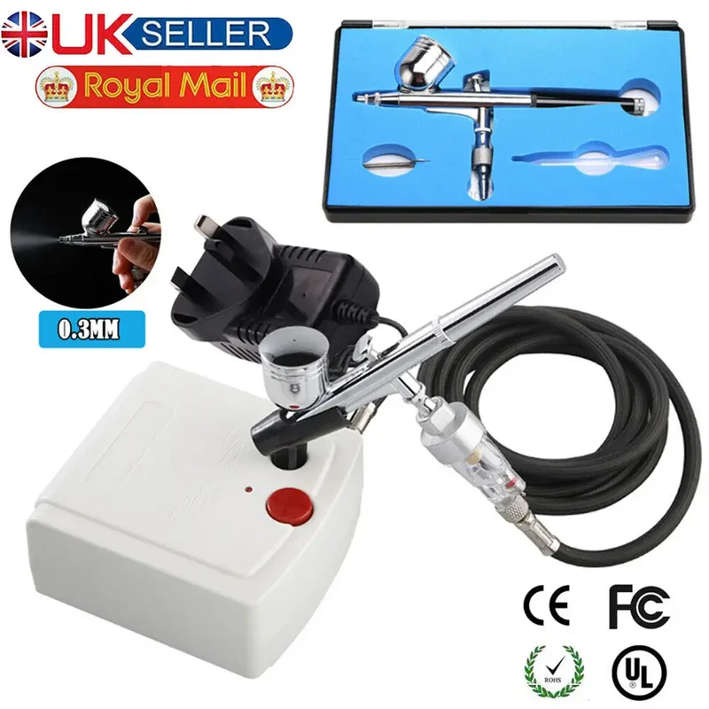 Mini Airbrush Compressor Kit Spray Gun Dual Action Air Brush Paint Model 0.3MM