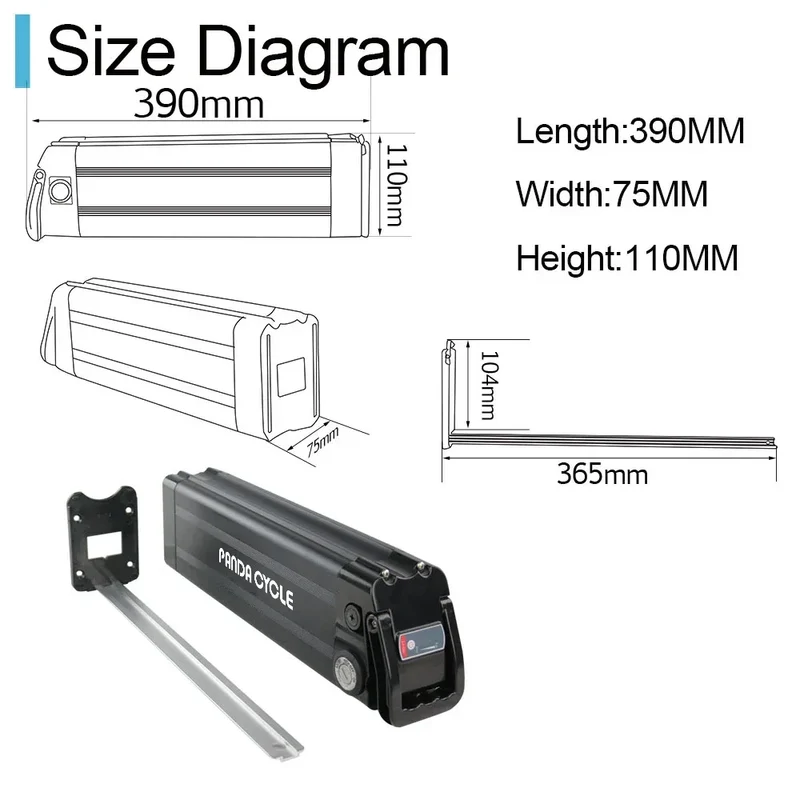 Silver Fish Ebike battery 36V 13Ah 17.5AH Electric Bicycle Battery 18650 Pack for 250W 350W 500W 750W Motor Kit