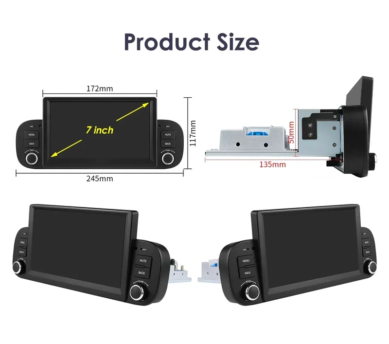 Hizpo 2Din 7inch Android14 Car Radio for Fiat Panda 2013 - 2020 GPS Navigation 4G BT Carplay RDS DSP SWC UI7862 Multimedia