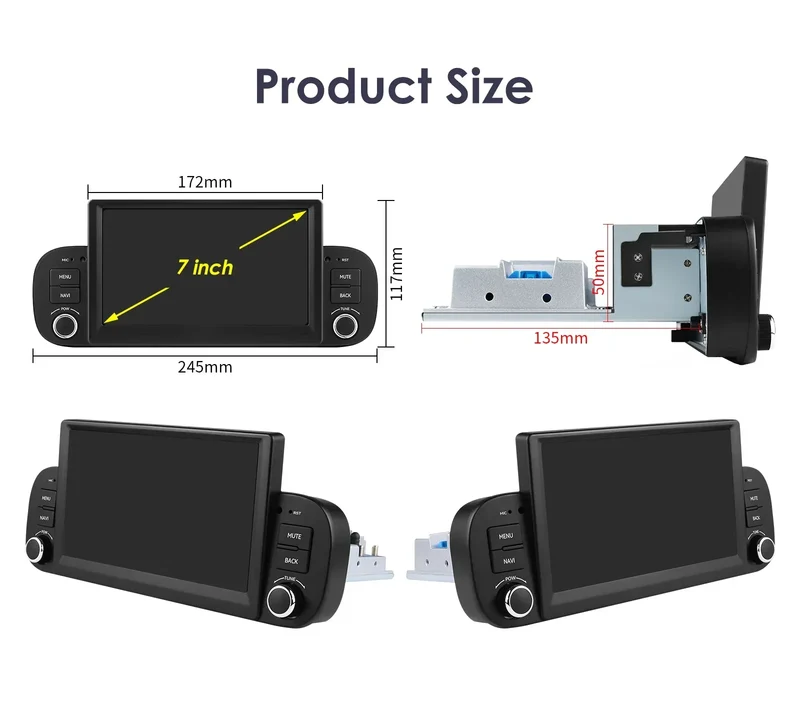 Hizpo 2Din 7inch Android14 Car Radio for Fiat Panda 2013 - 2020 GPS Navigation 4G BT Carplay RDS DSP SWC UI7862 Multimedia