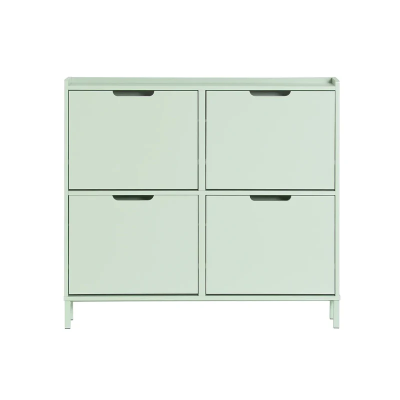 SoBuy FSR100 4 flap shoe rack 8 shelf surface shoe cabinet narrow shoe chest of drawers shoe shelf