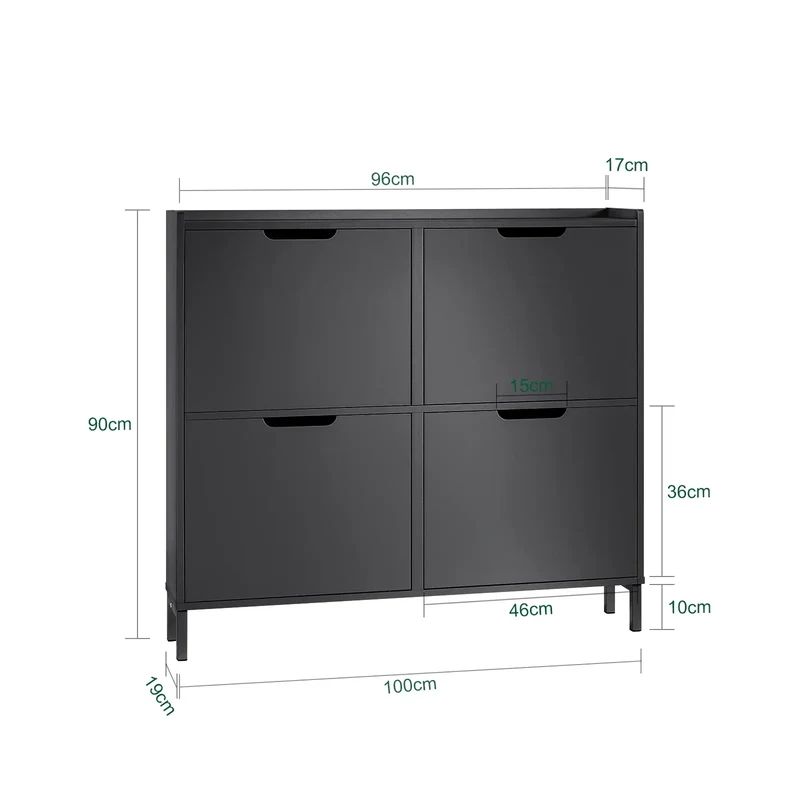 SoBuy FSR100 4 flap shoe rack 8 shelf surface shoe cabinet narrow shoe chest of drawers shoe shelf