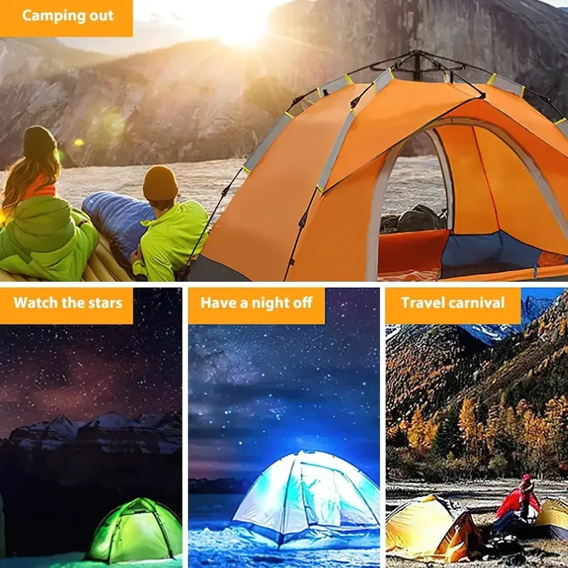 One-click automatic camping tent, double, waterproof roof, double door, outdoor, 2-3