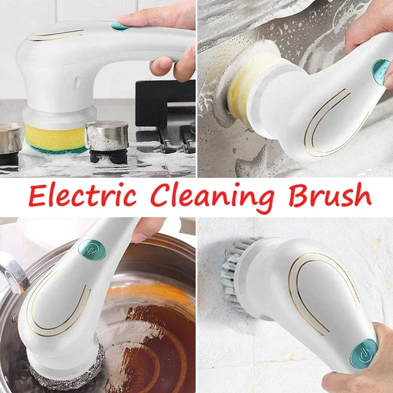 Multifunction Electric Cleaning Brush, Kitchen Dryer, Dishwasher Tool, Bathroom Wash, USB Charging, 5 in 1