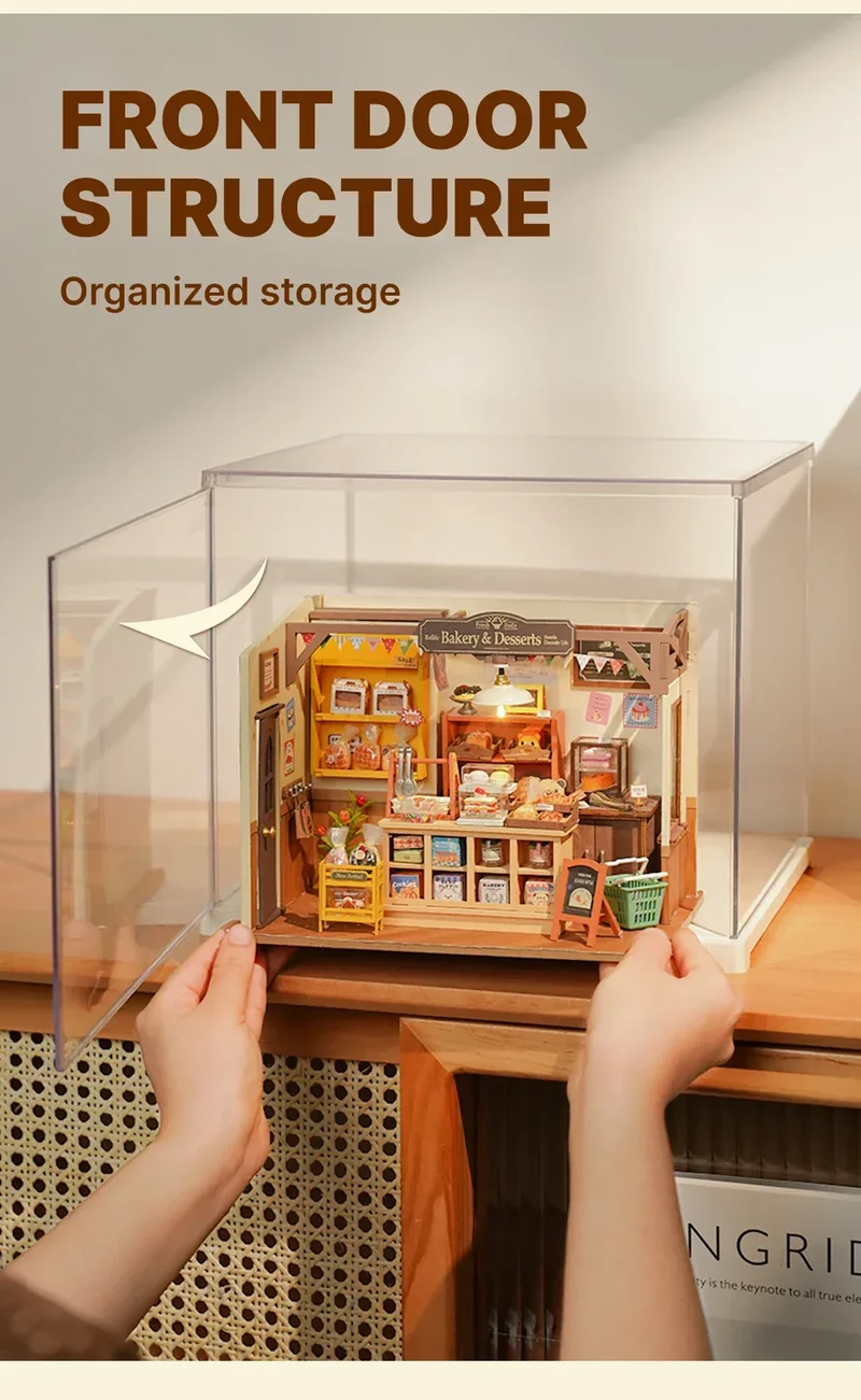 Robotime Rolife Dust Proof for All Miniature House Dollhouse Display Box Home Decoration Easy to Assembly