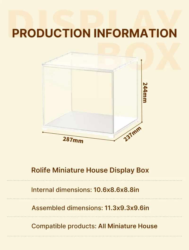 Robotime Rolife Dust Proof for All Miniature House Dollhouse Display Box Home Decoration Easy to Assembly