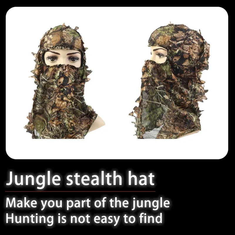 New Ghillie Suit Ghillie Camouflage Leafy Hat 3D Full Face Mask Headwear Turkey Camo Hunter Hunting Accessories