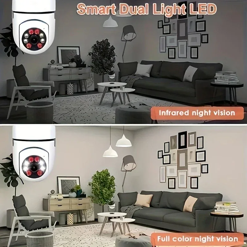 Ease Life APP-Light Bulb Security Cameras Outdoor Wireless WiFi Camera 5GHz, 360 Degree, E27 Light Socket Screw In Securi
