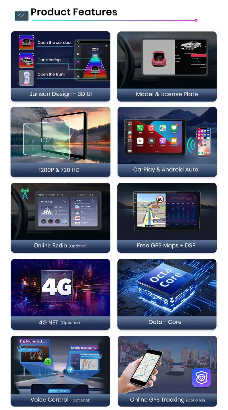 Junsun Wireless CarPlay Android Auto Car Radio For Citroen C5 2008 2009 2010-2017 RDS 4G WiFi GPS 2din BT Car accessories