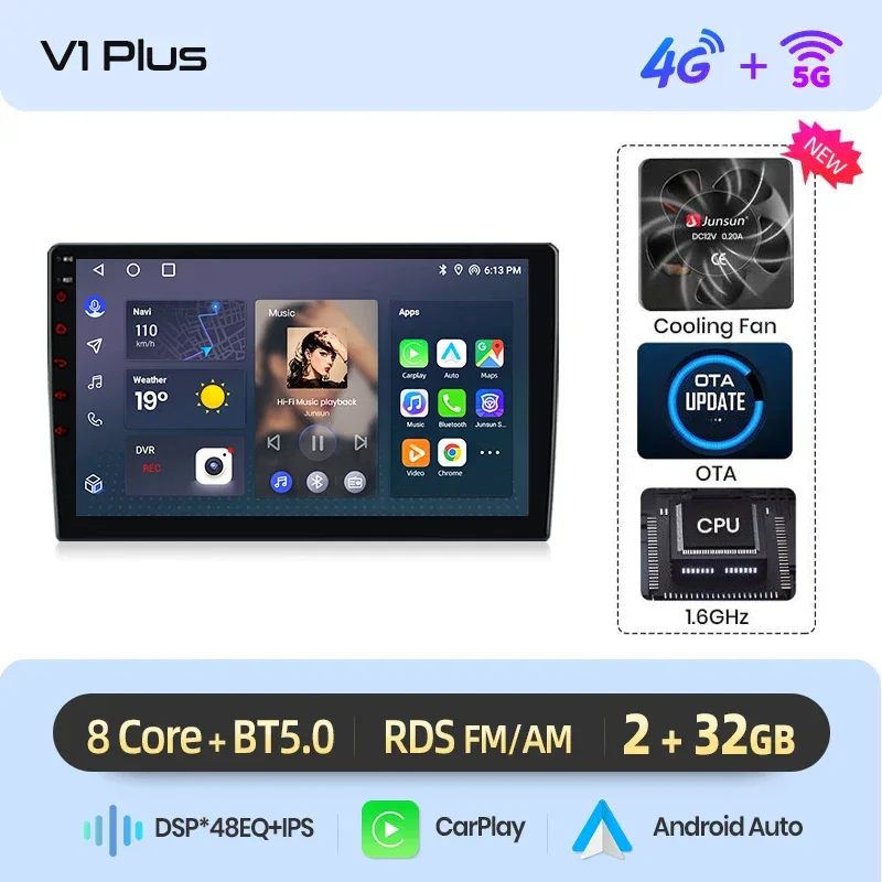 Junsun Wireless CarPlay Android Auto Car Radio For Citroen C5 2008 2009 2010-2017 RDS 4G WiFi GPS 2din BT Car accessories