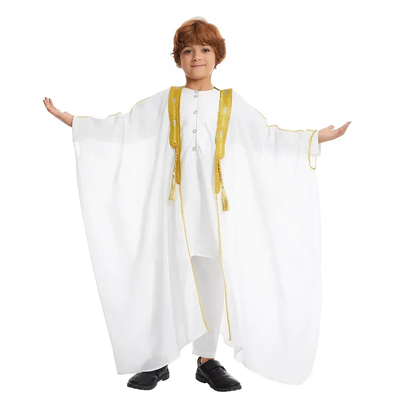 Muslim Saudi Arabian Boy Abaya Children Praying Islamic Clothing Kimono Middle Eastern Teen Dress Dubai New Fashion Classic