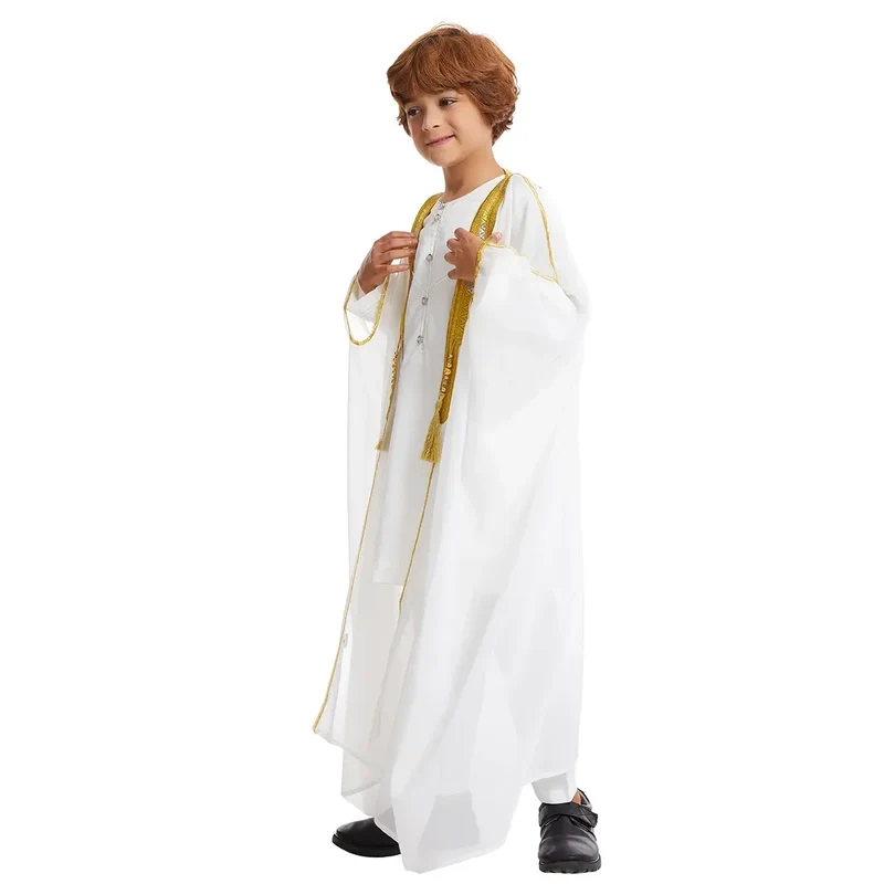 Muslim Saudi Arabian Boy Abaya Children Praying Islamic Clothing Kimono Middle Eastern Teen Dress Dubai New Fashion Classic