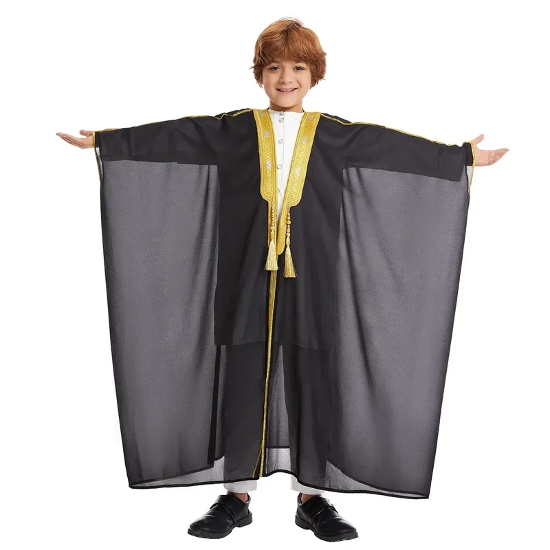 Muslim Saudi Arabian Boy Abaya Children Praying Islamic Clothing Kimono Middle Eastern Teen Dress Dubai New Fashion Classic