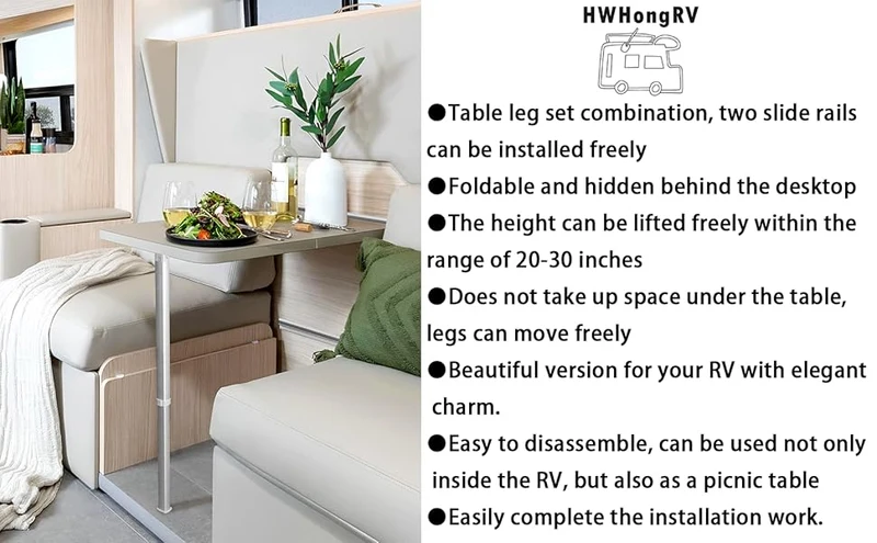 54CM-93cm camper folding telescopic table legs with two 50cm crossbars, adjustable table legs telescoping legs rv table legs