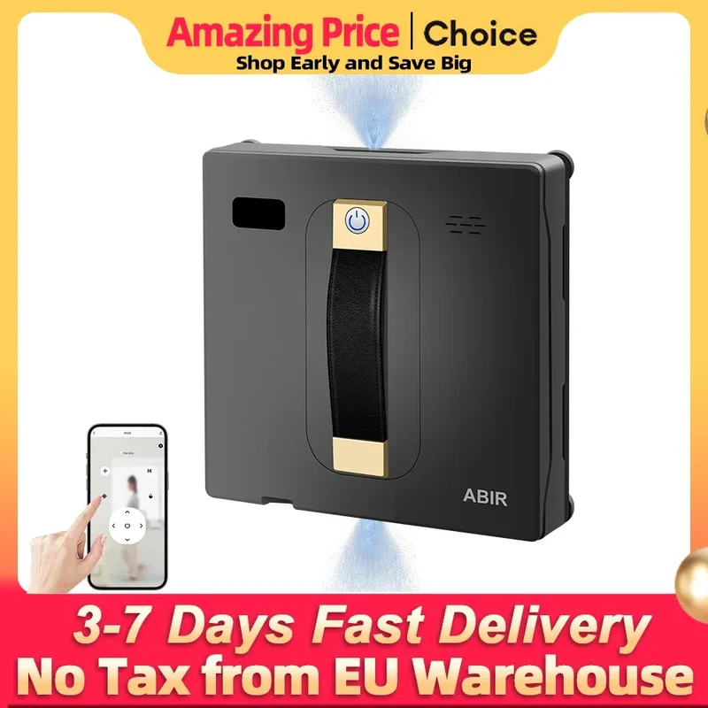 Robot Window cleaner ABIR WD8,Dual Water Spray,Smart Memory,High Vacuum Suction, Laser Sensor, Home Wall Glass Cleaning Robot