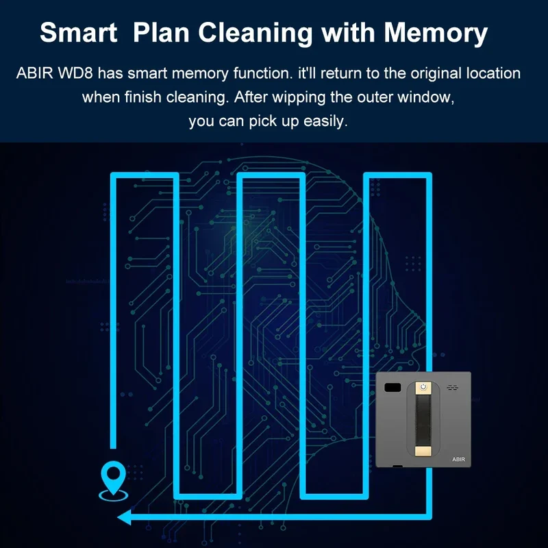 Robot Window cleaner ABIR WD8,Dual Water Spray,Smart Memory,High Vacuum Suction, Laser Sensor, Home Wall Glass Cleaning Robot