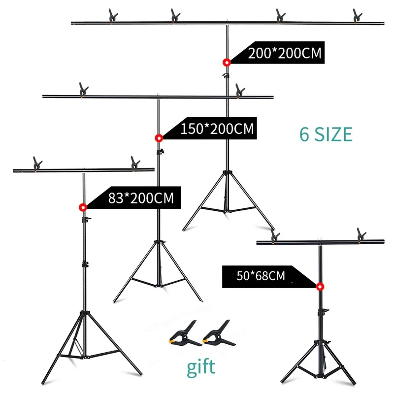 T-shaped Photography Background Stand Adjustable Support System For Photo Studio Green Screen Chromakey Backdrop Accessories