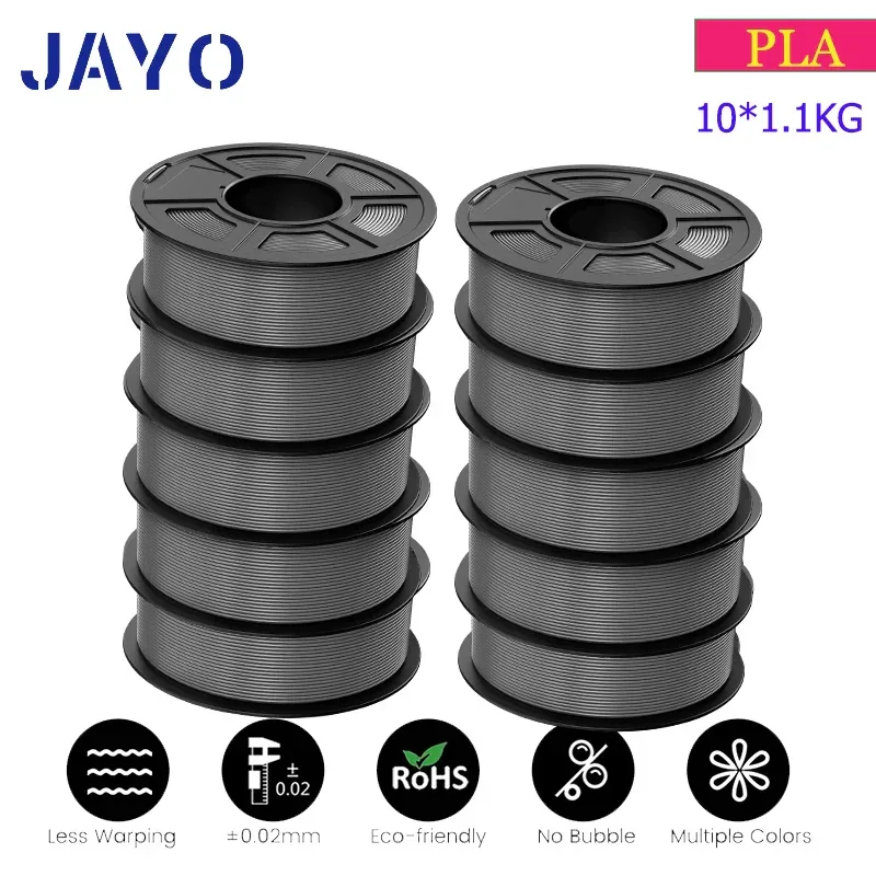 JAYO 3D Filament PLA 8Rolls 10Rolls 175mm 3D printing no bubbles no drawing smooth multiple colors optional 11kg for 3D printing