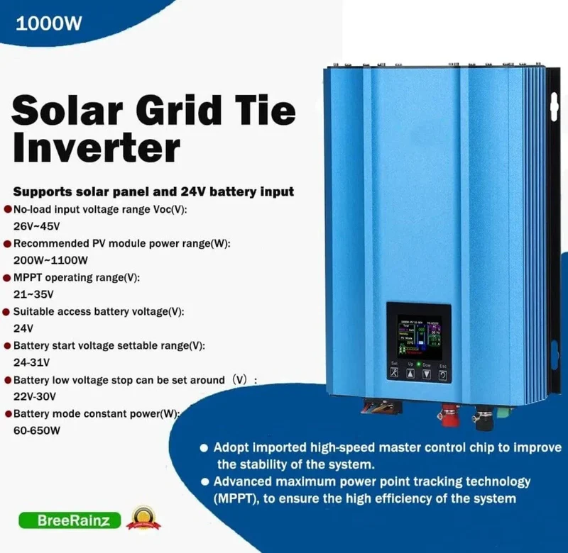 1200W 1000W 1.2KW 1KW Solar Grid Tie Battery Discharge Inverter DC24V 26-45v 55-90V to AC110V AC220V Limiter Power Inverter