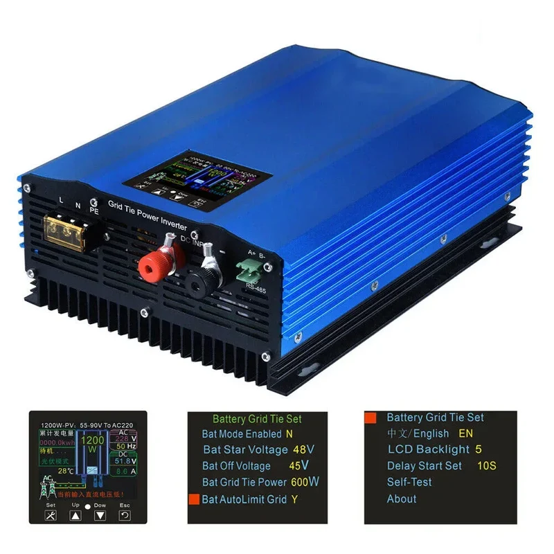 1200W 1000W 1.2KW 1KW Solar Grid Tie Battery Discharge Inverter DC24V 26-45v 55-90V to AC110V AC220V Limiter Power Inverter