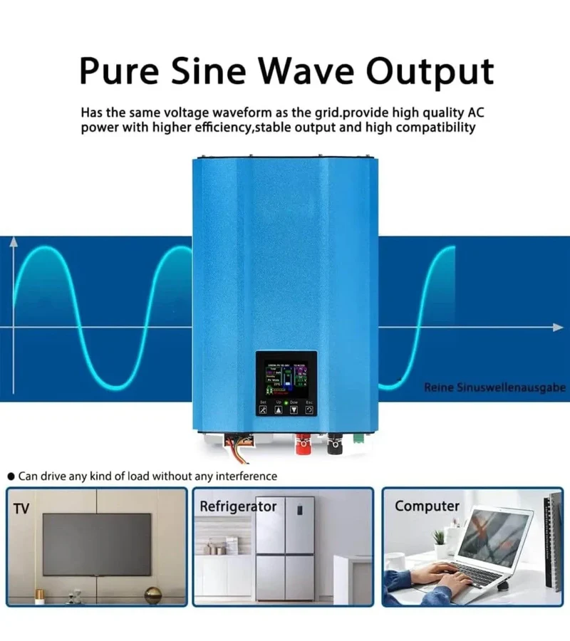 1200W 1000W 1.2KW 1KW Solar Grid Tie Battery Discharge Inverter DC24V 26-45v 55-90V to AC110V AC220V Limiter Power Inverter