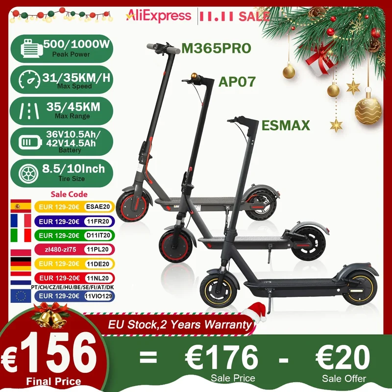 ATSANT Adult Electric Scooter 31/35km/h 500W/1000W 35KM/50KM Long Range 8.5/10Inch Tyre 10.5/14.5Ah Large Battery Kick Scooter