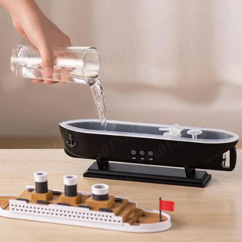 Ship Model Decoration Air Humidifier 250ml Ocean Liner Essential Oil Diffuser Jellyfish Smoke Ring Spray Aroma Diffuser For Home