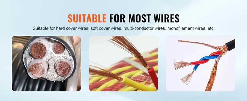SucceBuy Electric Wire Stripping Machine Cable Stripper Peeler 750W 1.5-32mm 10 Channels Acrylic+Aluminum Scrap Copper Recycling
