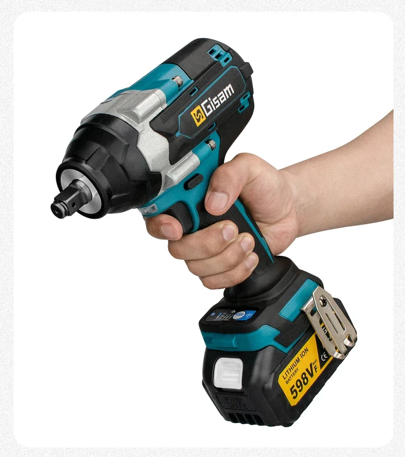 Gisam 1800N.M Torque Brushless Electric Impact Wrench 1/2 inch Screwdriver Cordless Wrench Power Tool For Makita 18V Battery Pin