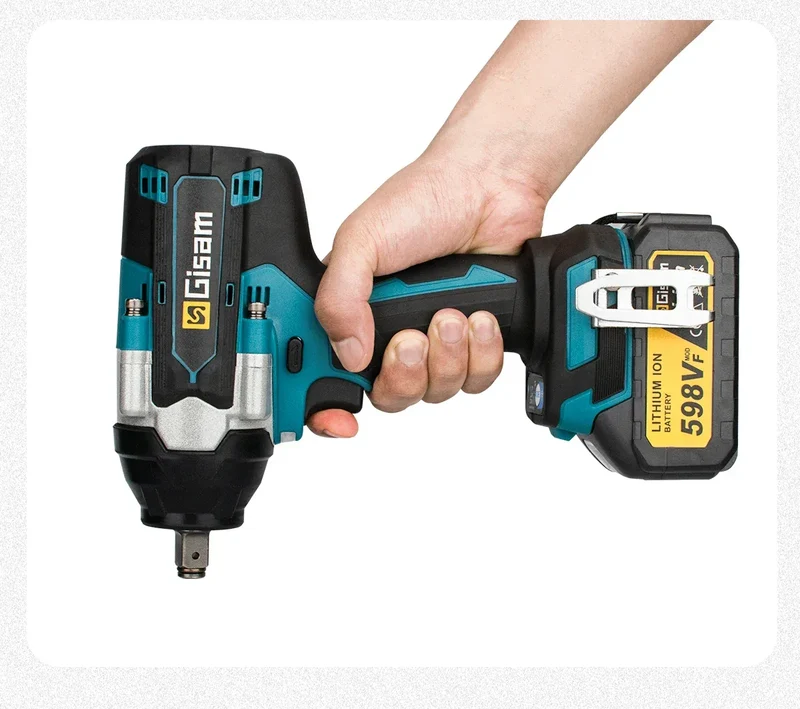 Gisam 1800N.M Torque Brushless Electric Impact Wrench 1/2 inch Screwdriver Cordless Wrench Power Tool For Makita 18V Battery Pin