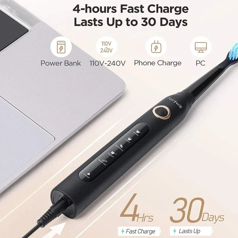 Fairywill Electric Sonic Toothbrush FW-507 USB Charge Rechargeable Adult Waterproof Electronic Tooth Brushes Replacement Heads s