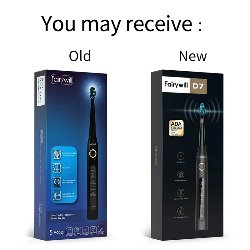 Fairywill Electric Sonic Toothbrush FW-507 USB Charge Rechargeable Adult Waterproof Electronic Tooth Brushes Replacement Heads s