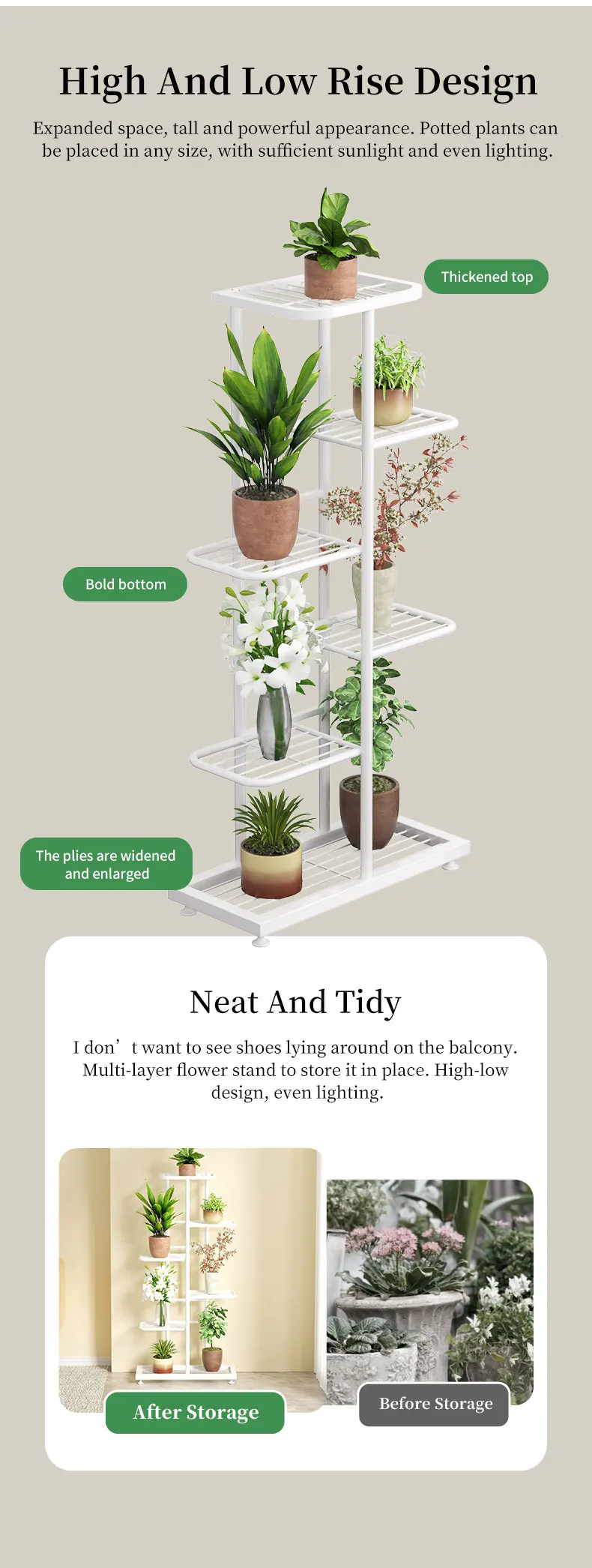 Plant Stand Stand For Flowers Iron 6/7/8Layers Plant Shelf Plant Organizer Storage Plant Holder Display Stand Garden Decoration