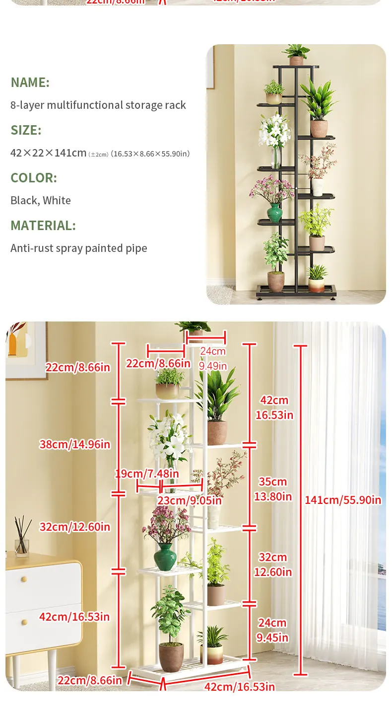 Plant Stand Stand For Flowers Iron 6/7/8Layers Plant Shelf Plant Organizer Storage Plant Holder Display Stand Garden Decoration