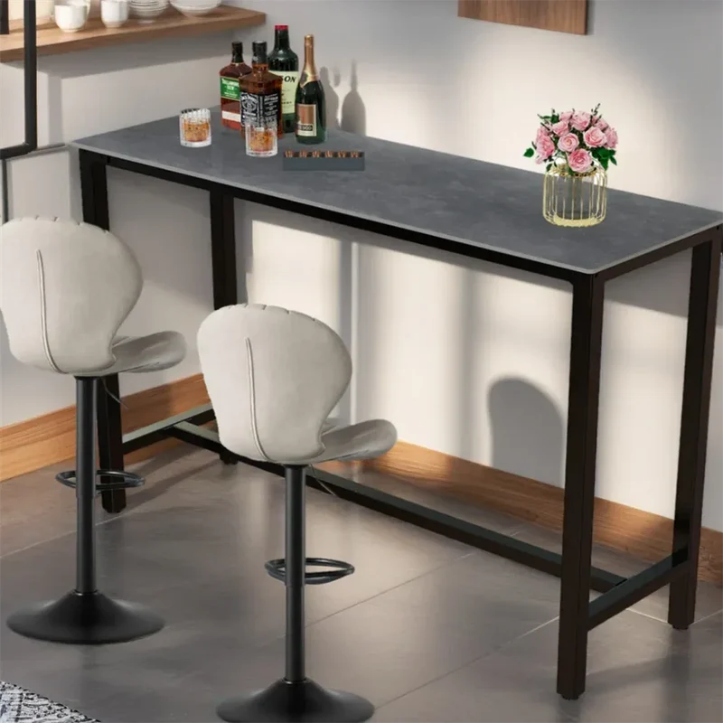 Slate Marble Kitchen Table Bar Table Pub Dining Counter High Table Breakfast Table, 4-6 Person, 120CM Long, Excluding Chairs