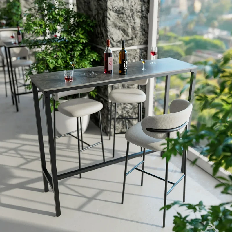 Slate Marble Kitchen Table Bar Table Pub Dining Counter High Table Breakfast Table, 4-6 Person, 120CM Long, Excluding Chairs