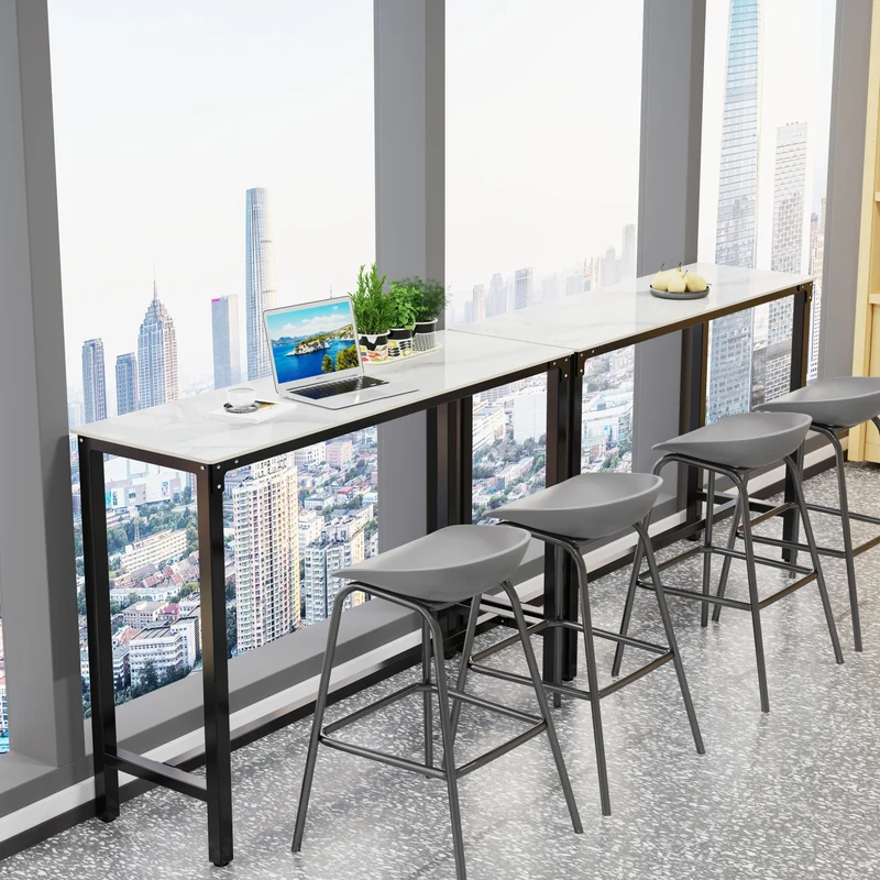 Slate Marble Kitchen Table Bar Table Pub Dining Counter High Table Breakfast Table, 4-6 Person, 120CM Long, Excluding Chairs