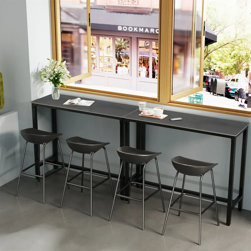 Slate Marble Kitchen Table Bar Table Pub Dining Counter High Table Breakfast Table, 4-6 Person, 120CM Long, Excluding Chairs