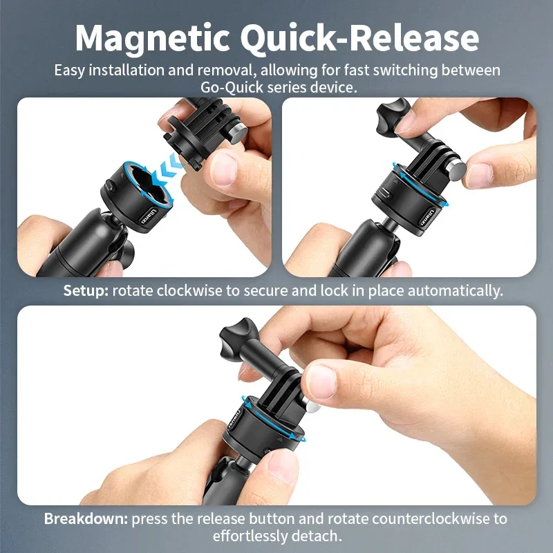 Ulanzi Go-Quick II Action Camera Smartphone Suction Cup Mount 1/4'' Screw 360° Ballhead For GoPro for Insta360 Phone Car Holder