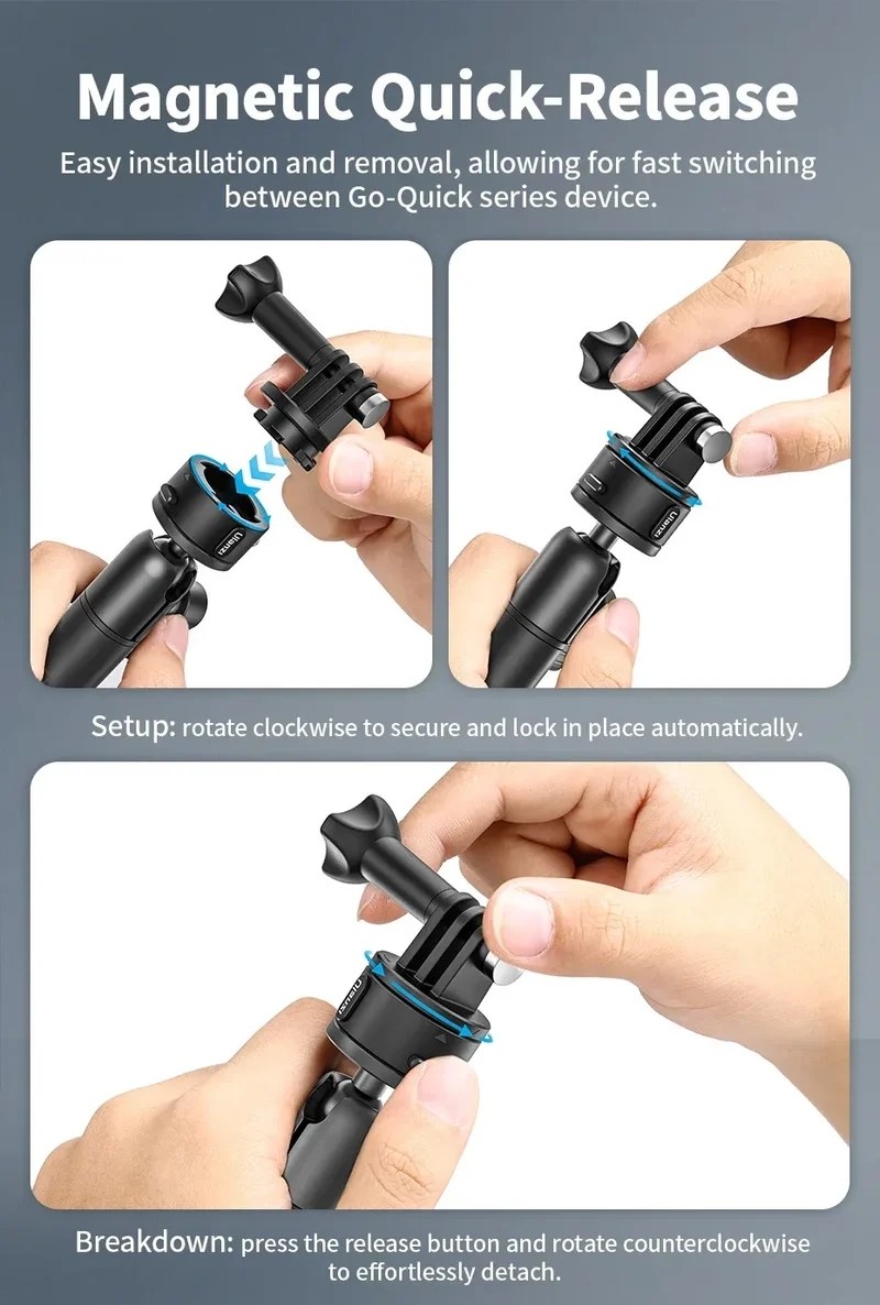 Ulanzi Go-Quick II Action Camera Smartphone Suction Cup Mount 1/4'' Screw 360° Ballhead For GoPro for Insta360 Phone Car Holder