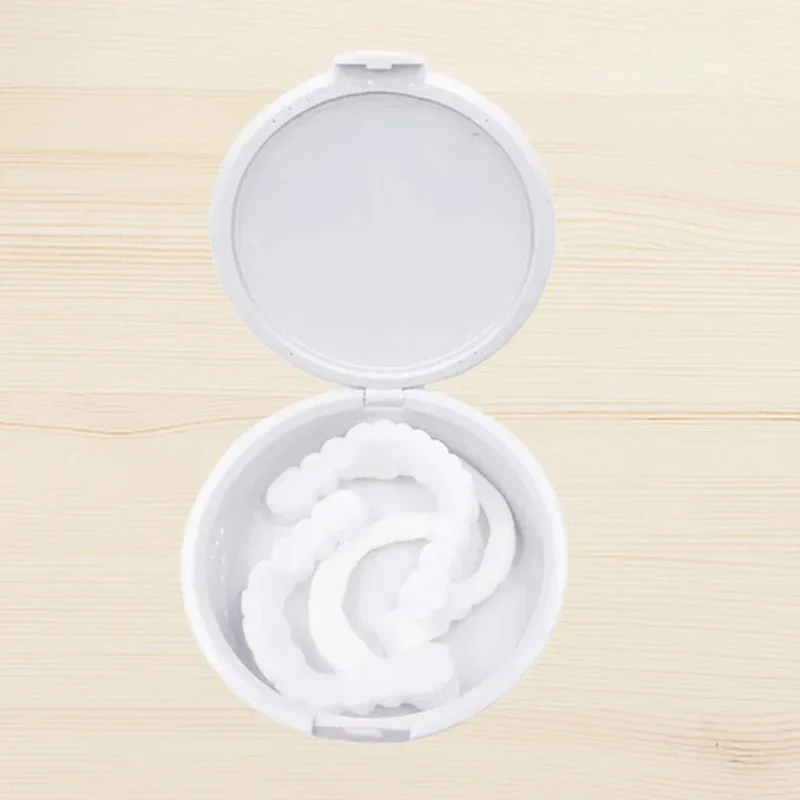 2 Pairs Smile Whitening Teeth Snap On Silicone Cosmetic Denture Upper and Lower Fake Tooth Cover Perfect Fit Teeth Beauty Tool