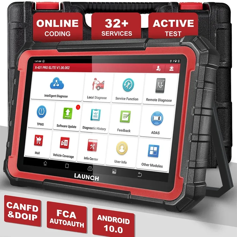 LAUNCH X431 PRO ELITE 8 inch Car Diagnostic Tools Auto OBD OBD2 Scanner All System CAN FD/DOIP Active Test 31 Reset ECU Coding