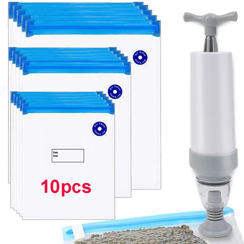 Reusable Vacuum Storage Bags 3D Printer Filament Electric Vacuum Pump Air Valve Pump Sealing Vegetables Food Storage Zipper Bag