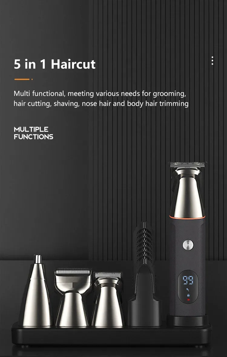 XIAOMI Youpin 5 in 1 Hair Trimmer Machine LCD Display Clippers Barber Professional Hair Cutting Machines Men's Electric Shaver