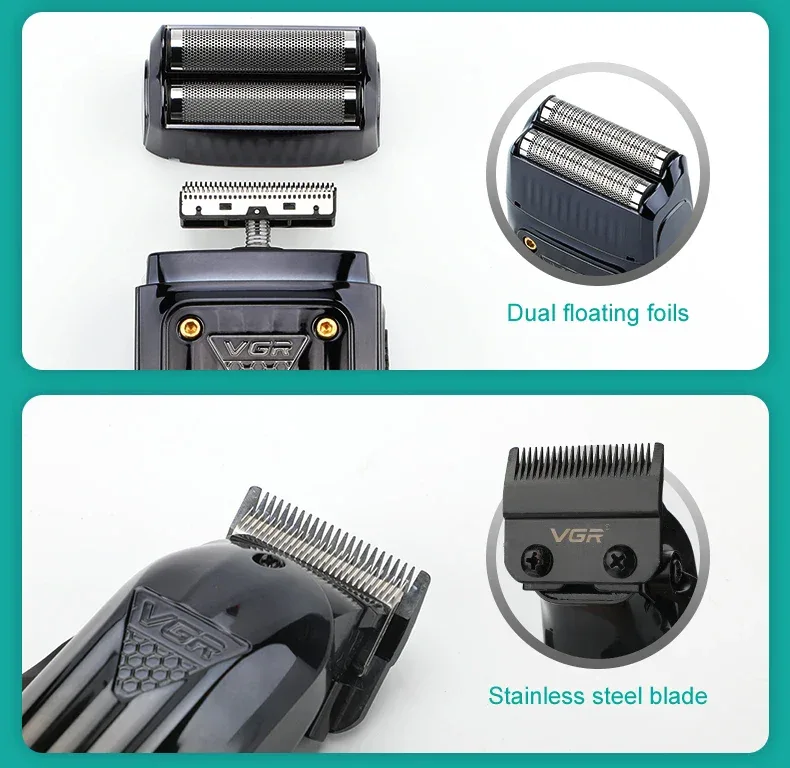 VGR 644 gradient hair cutting combination electric shaver rechargeable professional men's hair clipper carving electric pusher